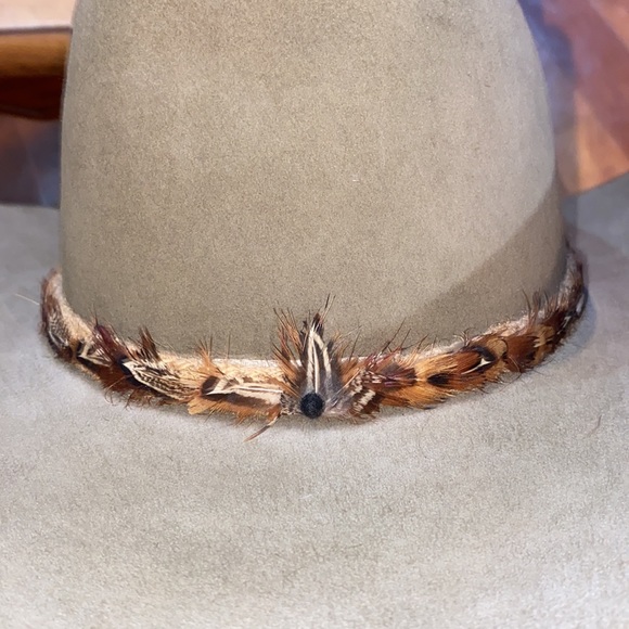 Vintage - John Stetson 3 x beaver hat 7 1/4 western hat with feathers - Picture 5 of 8